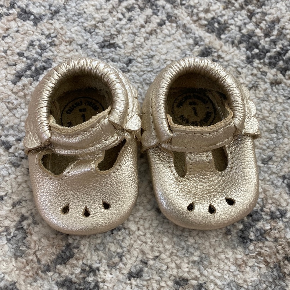 Freshly Picked Moccasins Gold Mary Janes
